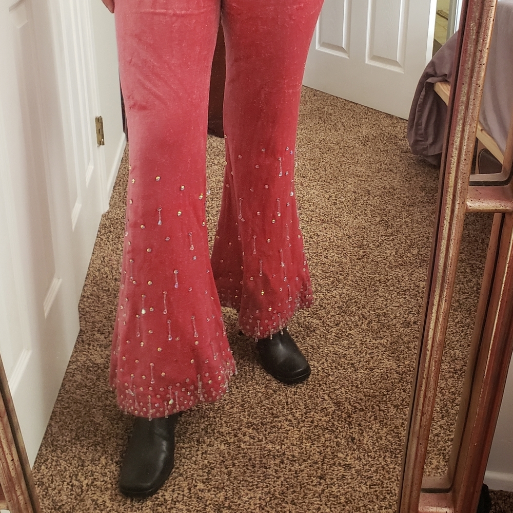 Vintage Velvet Gogo Bejeweled Bellbottom Jumpsuit - Picture 9 of 13